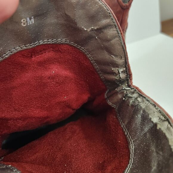 Brown and Burgundy Heeled Boots - Picture 6 of 11